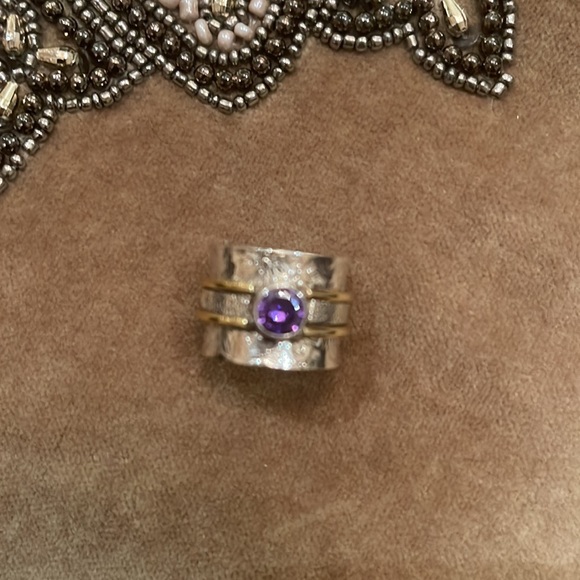Sterling silver ring with a genuine purple amethyst - Picture 3 of 7